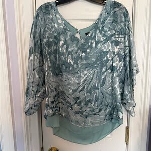 White House Black Market Asymmetrical Green Blouse